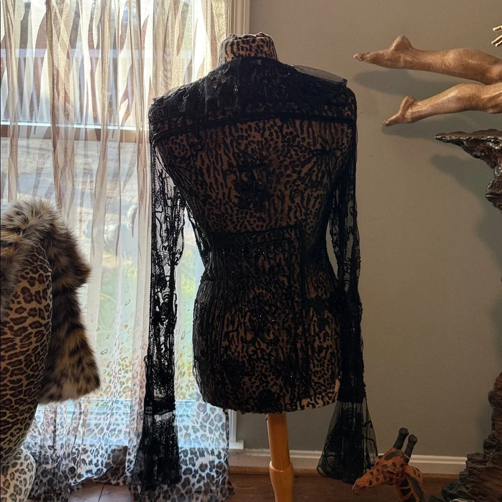 Dolce & Gabbana Sheer Lace Beaded Top Vintage Italy - Picture 2 of 13